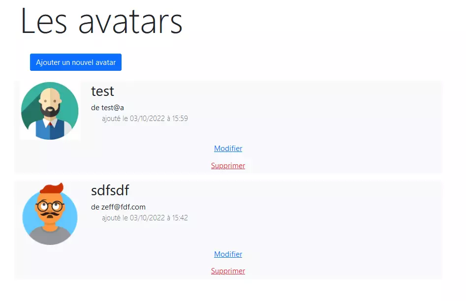 Gestions de profils et d'avatars